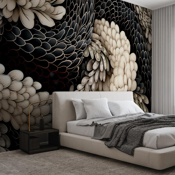 Wall murals Intricate floral design in neutral tones (SKU: w08966) Wall murals Wall murals Intricate floral design in neutral tones (SKU: w08966)