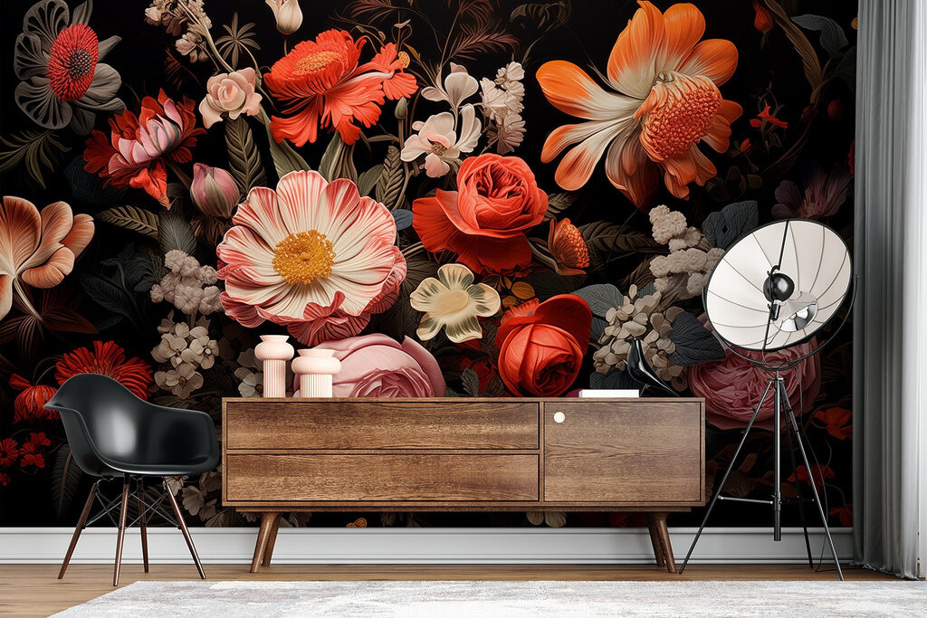 Group of flowers on a black background Group of flowers on a black background