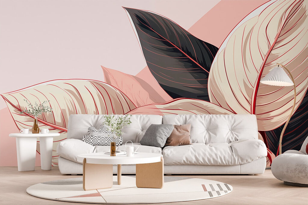 Lush leaves in soft pastel tones