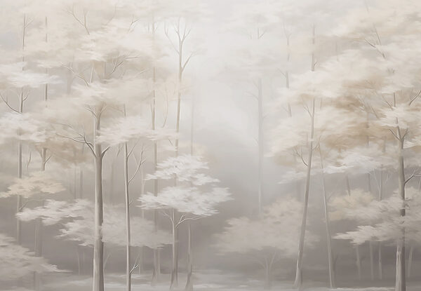 Foggy forest with trees Foggy forest with trees