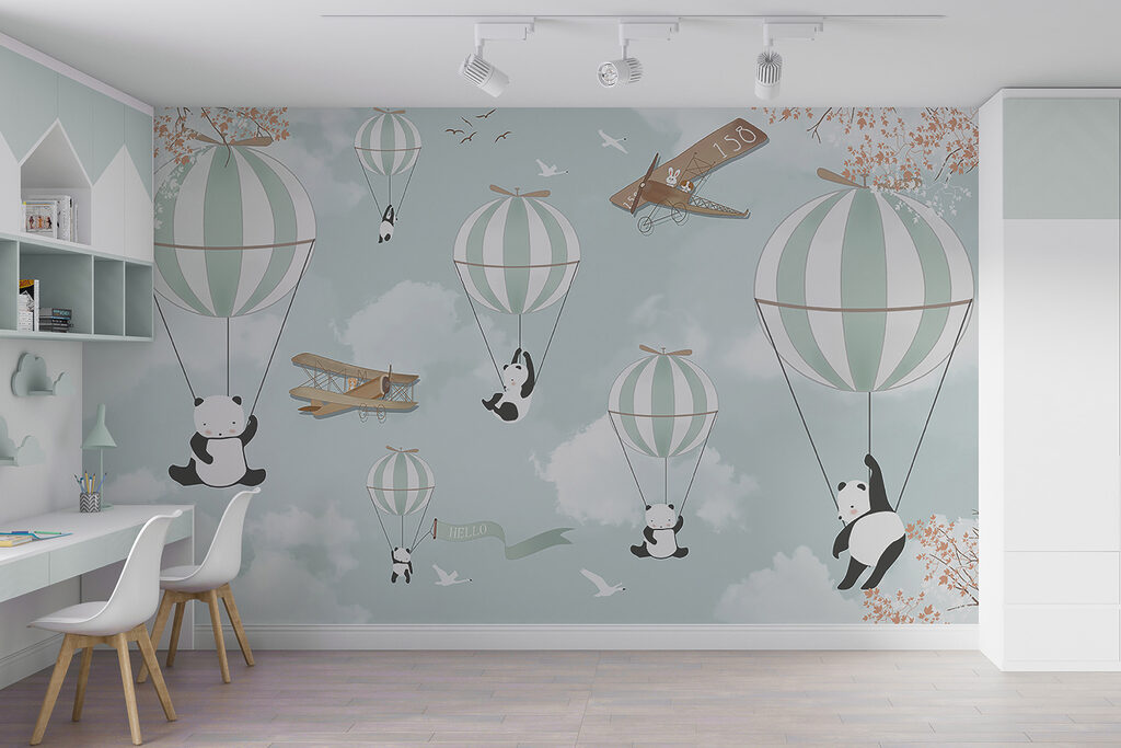 Pandas and hot air balloons in the sky Pandas and hot air balloons in the sky