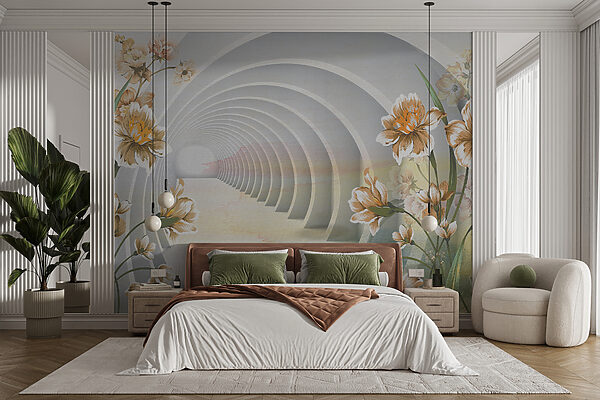 Wallpaper with flowers and a tunnel u04401pib5mr 600x400 - Wallpaper with flowers and a tunnel