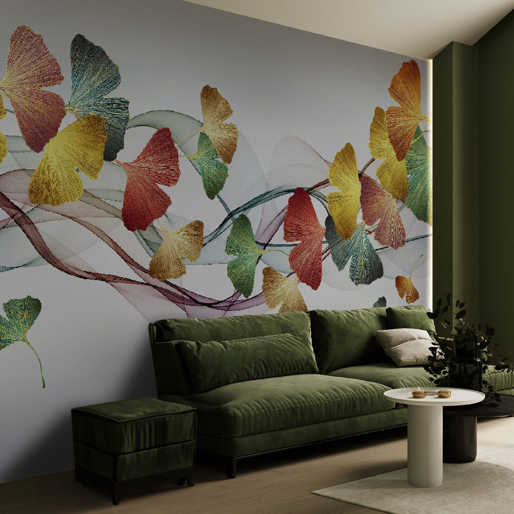 Colorful leaves and swirls Colorful leaves and swirls