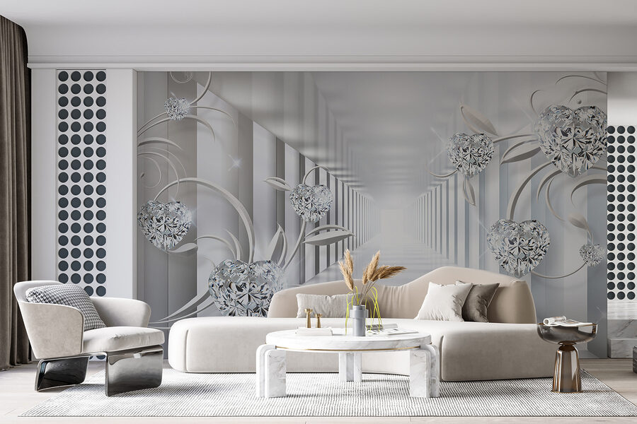 Wall murals White hallway with diamonds and flowers - Image 12