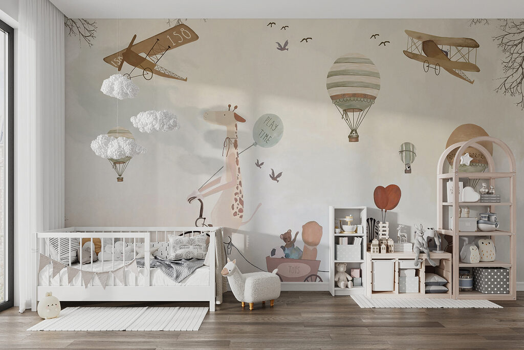 Mural of animals riding a train Mural of animals riding a train