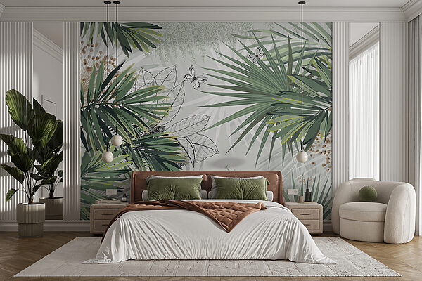 Tropical foliage with delicate butterflies. Tropical foliage with delicate butterflies.