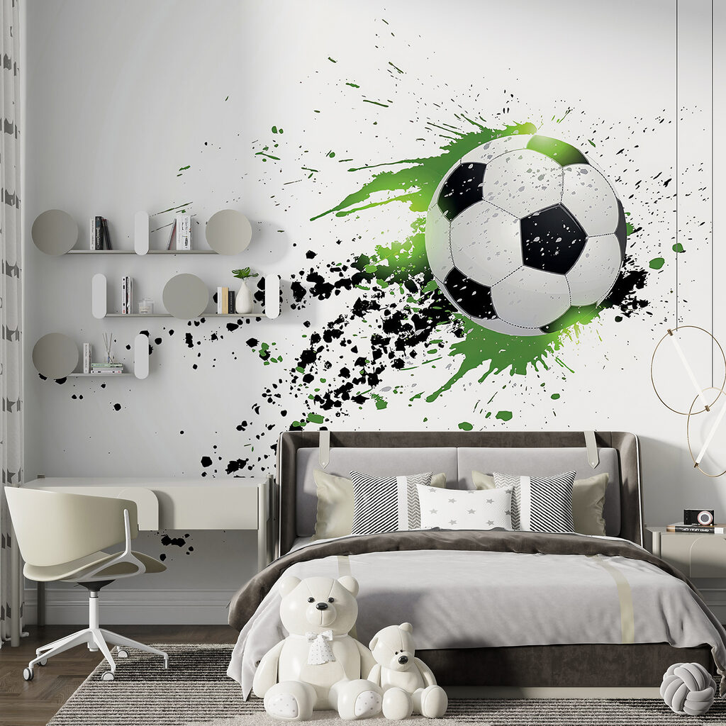 Football ball with splashes of paint