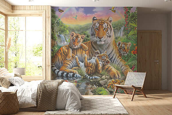 Group of tigers lying in a river Group of tigers lying in a river
