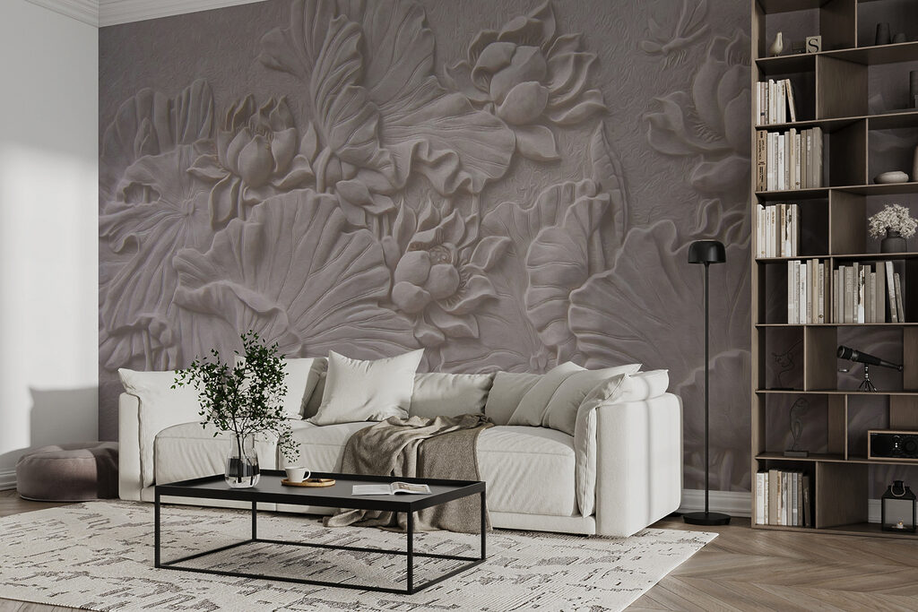 Elegant floral relief design in beige Elegant floral relief design in beige