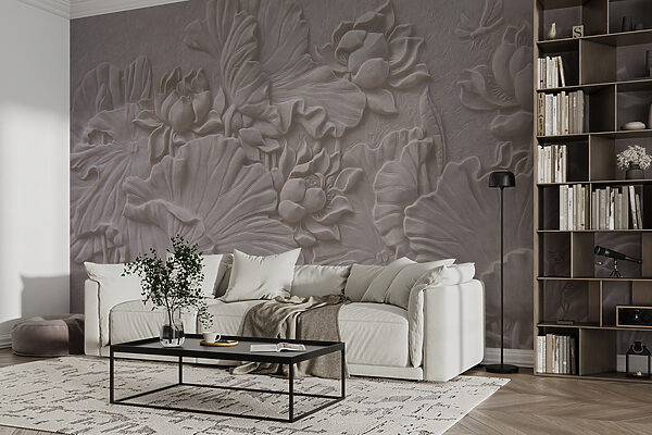 Elegant floral relief design in beige Elegant floral relief design in beige