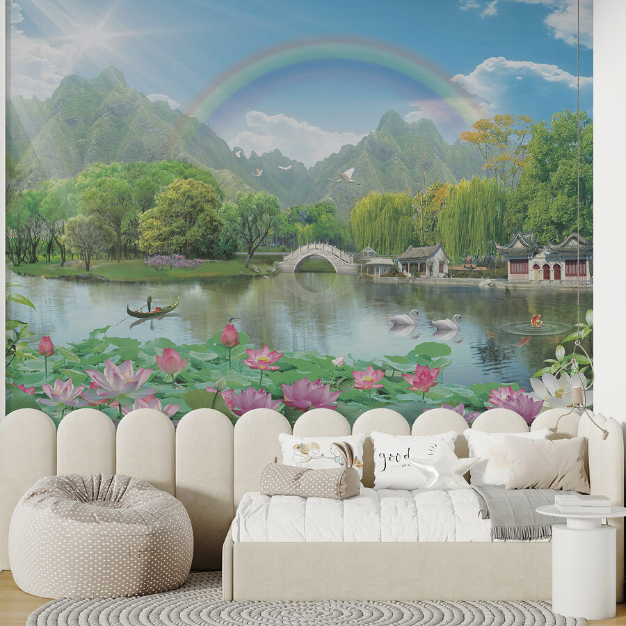 Rainbow over a lake