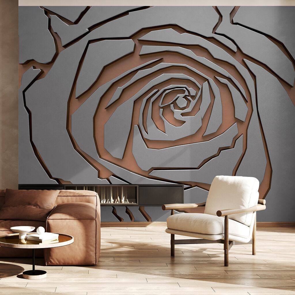Abstract rose design in metallic texture Abstract rose design in metallic texture