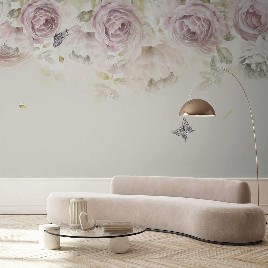 Wall murals Pink roses and butterflies - Image 2