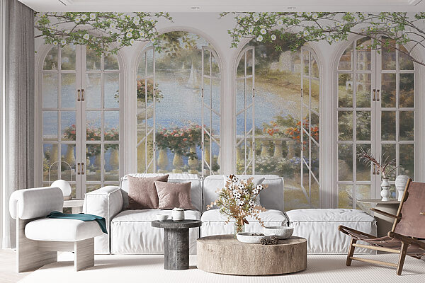 Wall mural of a garden with a view of a balcony u21592pig8mr 600x400 - Wall mural of a garden with a view of a balcony