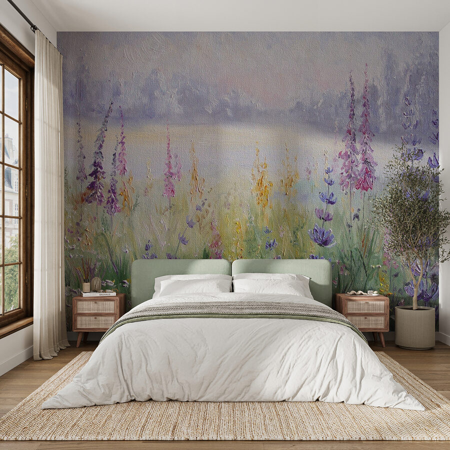 Painting of flowers in a field