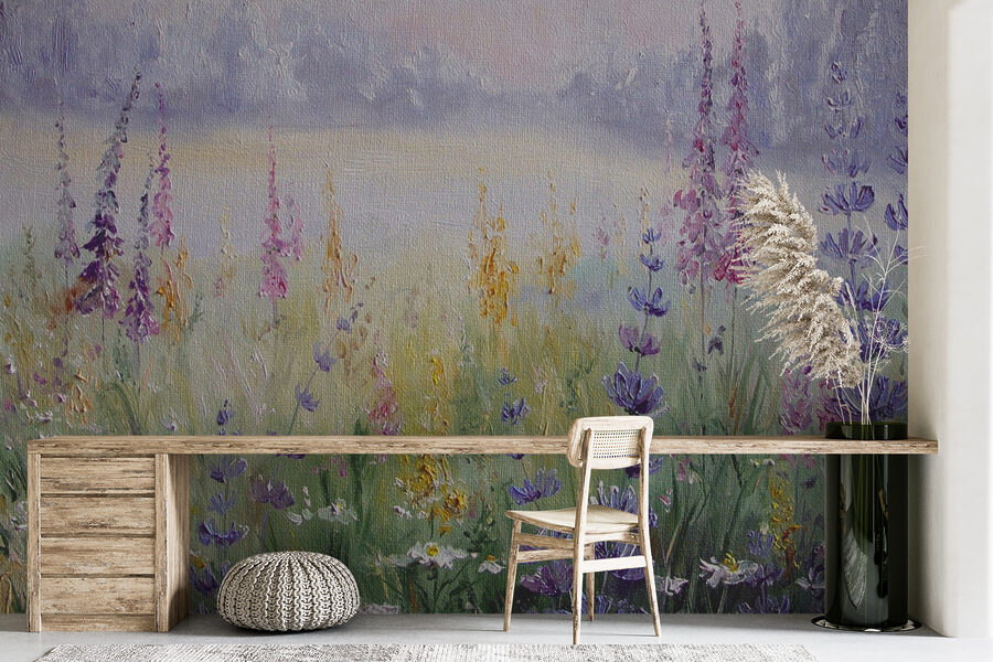 Painting of flowers in a field