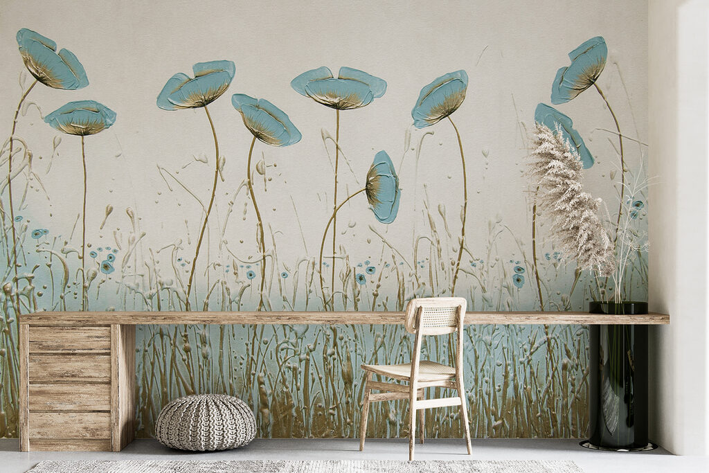 Painting of flowers in a field