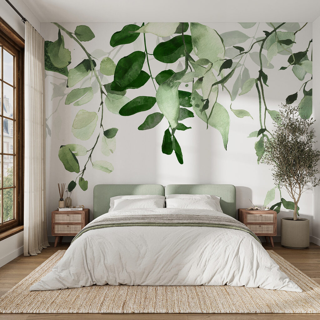 Elegant green leaves background design