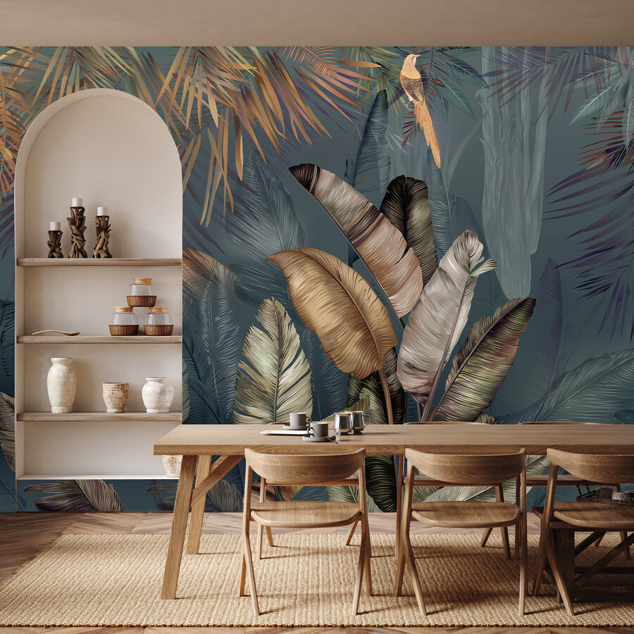 Wall murals Painting of a bird and a plant - Image 4