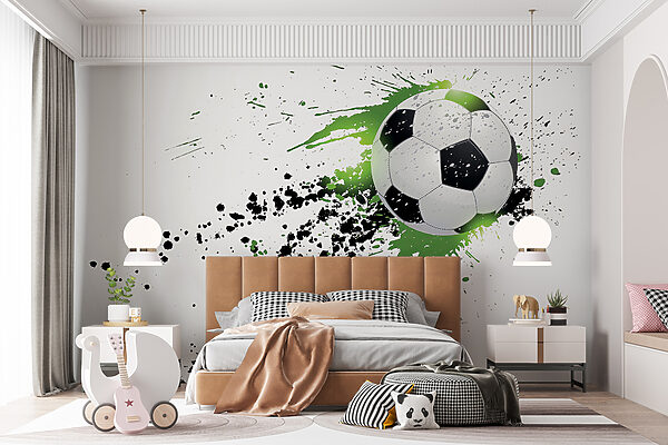 Football ball with splashes of paint