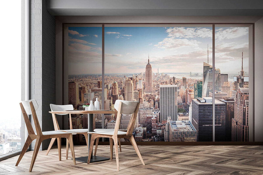 Wall murals Large window with a city view - Image 12