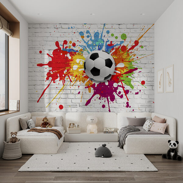 Football ball on a brick wall