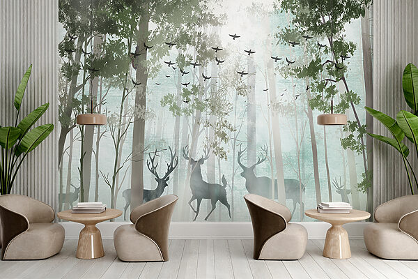Group of deer in a forest Group of deer in a forest