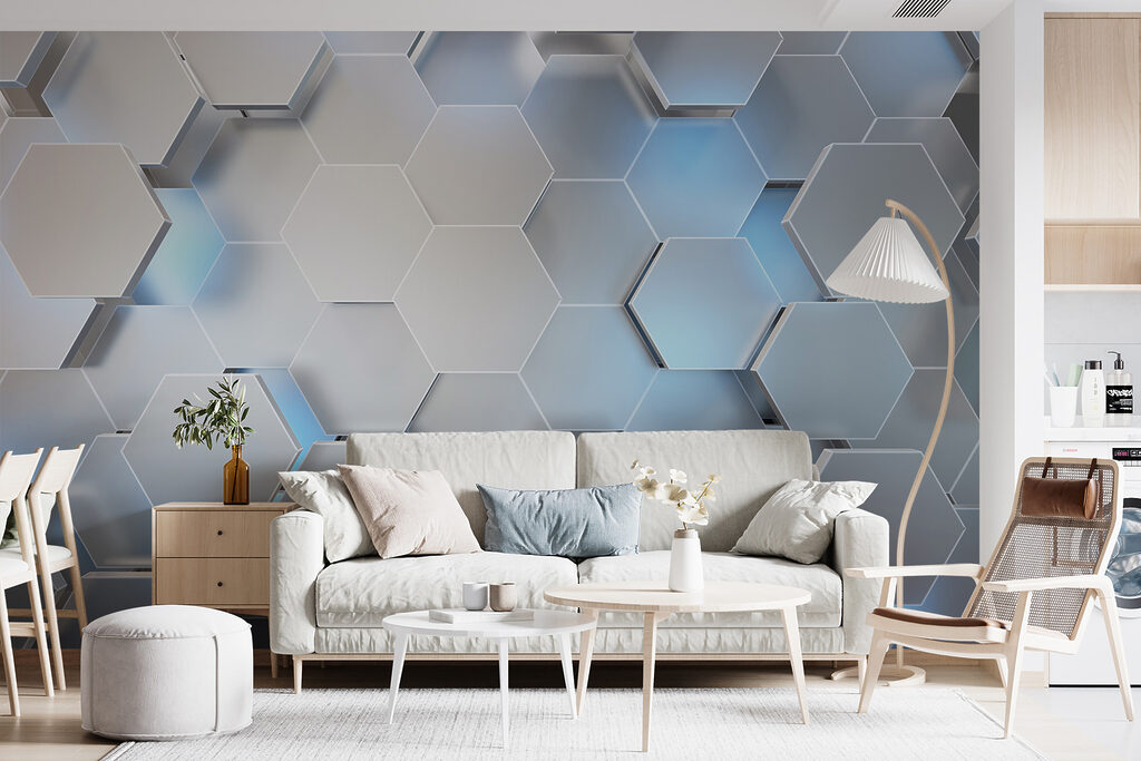 White hexagons with blue lights u59733pig10r 1024x683 - White hexagons with blue lights