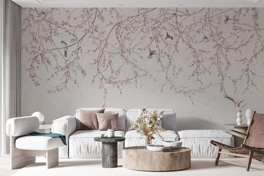 Wall murals Painting of birds on a tree branch - Image 2