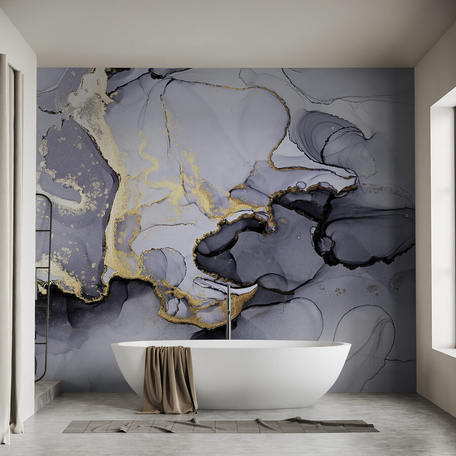 Abstract flowing patterns in muted hues.