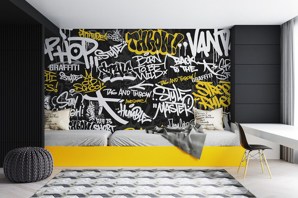 A black and yellow graffiti u98895pir14mr 1024x683 - A black and yellow graffiti