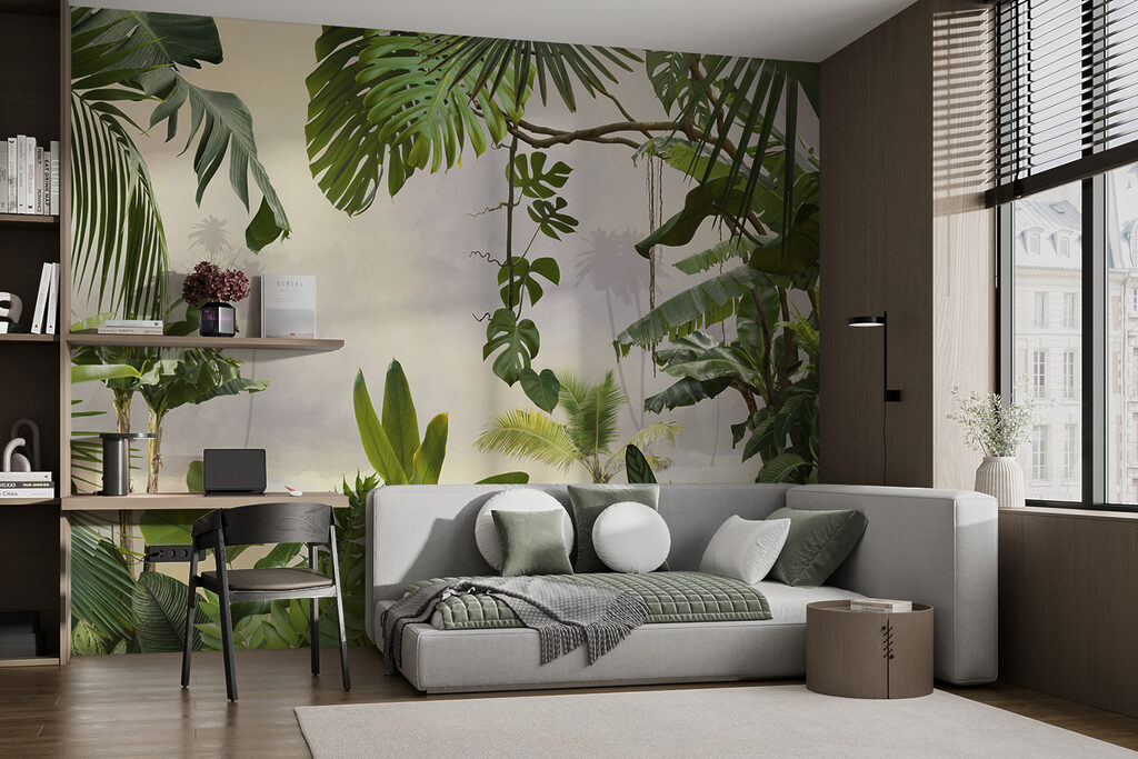 Group of plants with trees and flowers