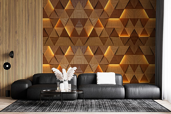 A wall with a pattern of triangles A wall with a pattern of triangles