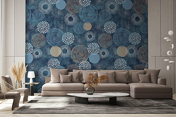Blue and white pattern with circles Blue and white pattern with circles