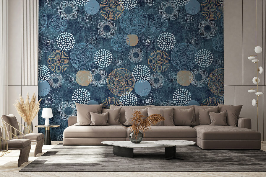 Blue and white pattern with circles Blue and white pattern with circles