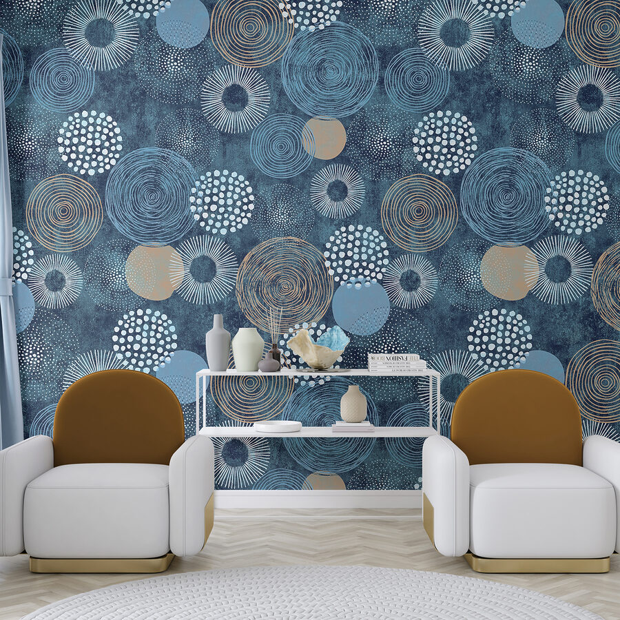 Blue and white pattern with circles Blue and white pattern with circles