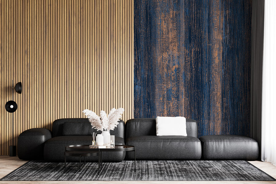 Wall murals Blue and orange striped surface - Image 3