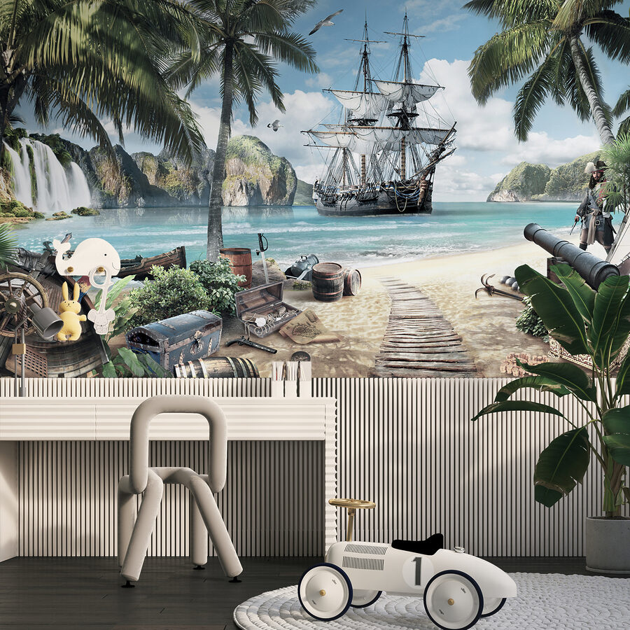Wall murals Painting of a ship on a beach - Image 2
