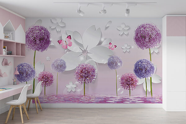Purple flowers and butterflies Purple flowers and butterflies
