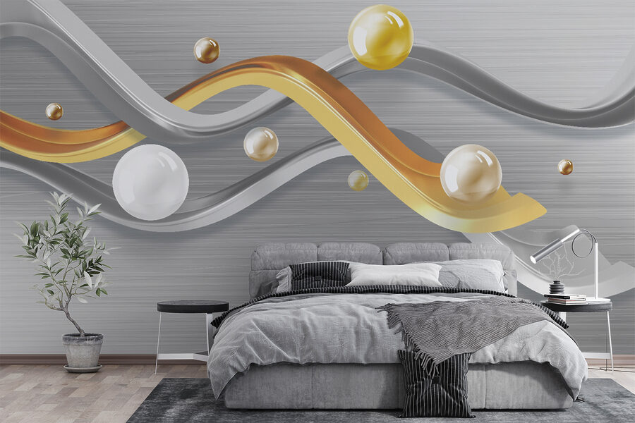 Metallic curves with floating orbs. Metallic curves with floating orbs.