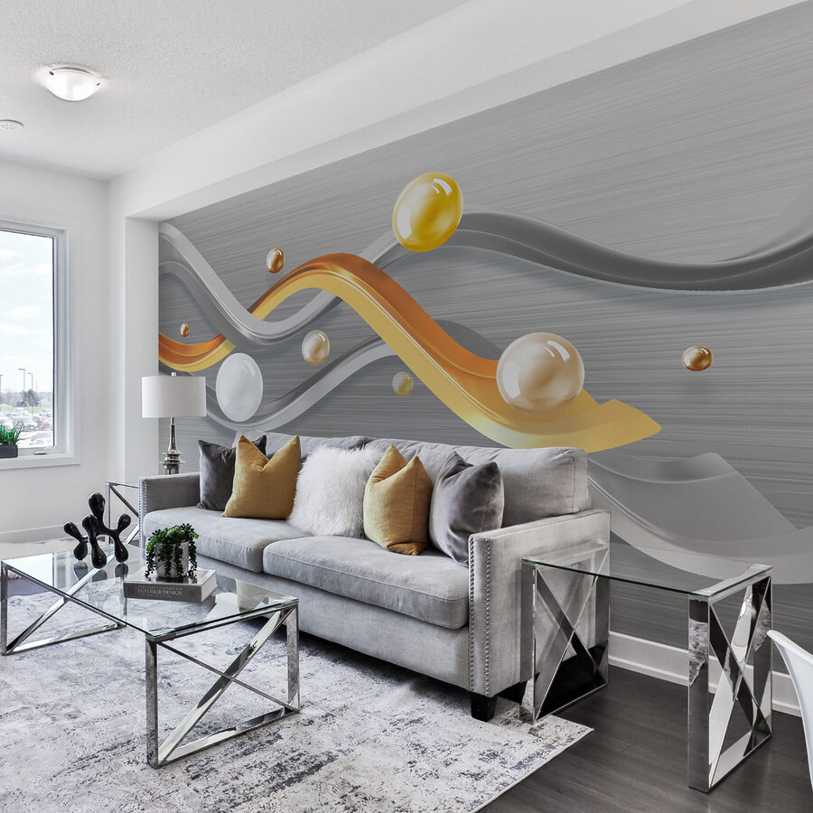 Metallic curves with floating orbs. Metallic curves with floating orbs.
