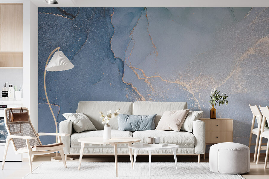 Azure artistry with amber accents.