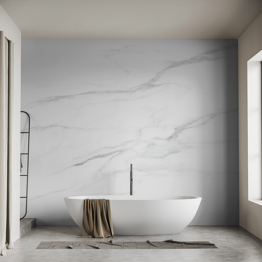 White marble surface with black veins White marble surface with black veins