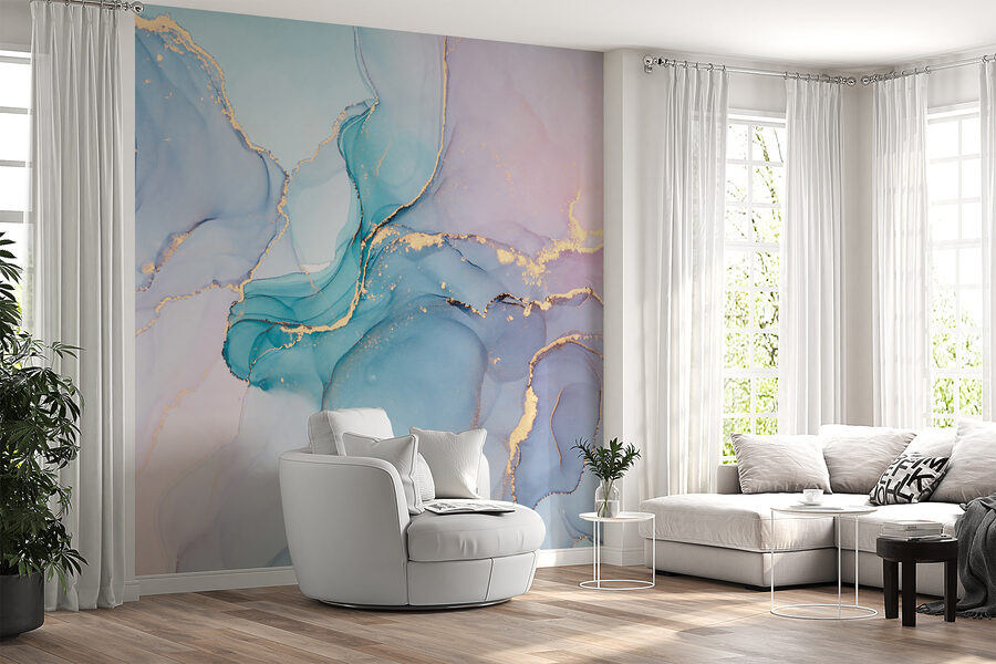 Serene abstract waves of cool colors.