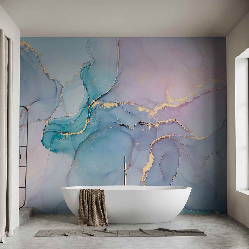 Serene abstract waves of cool colors