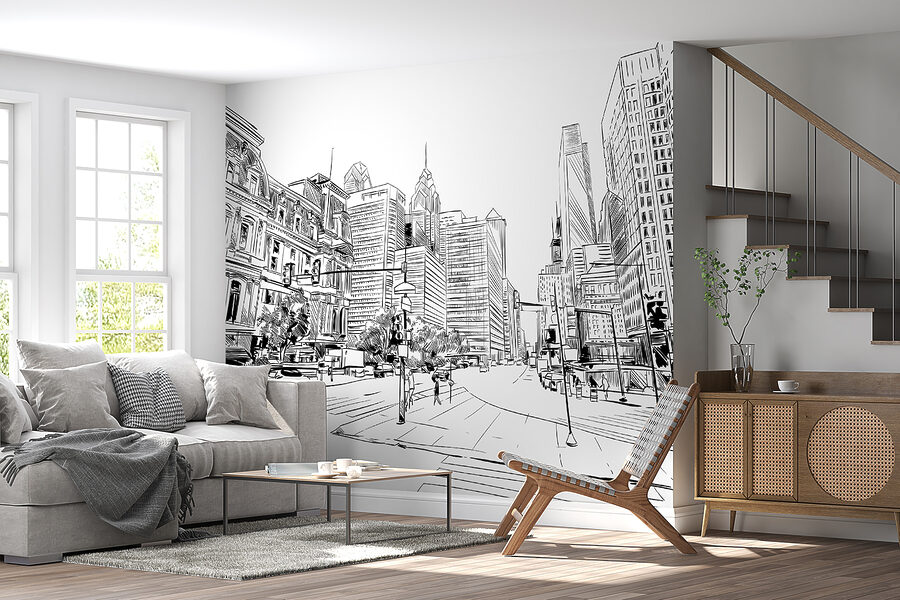 Drawing of a city street