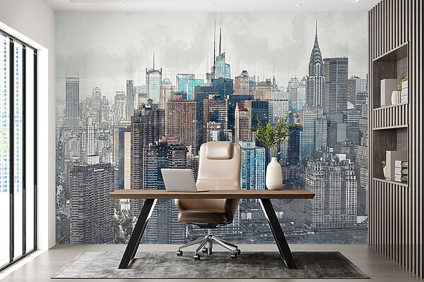 City skyline with many tall buildings City skyline with many tall buildings