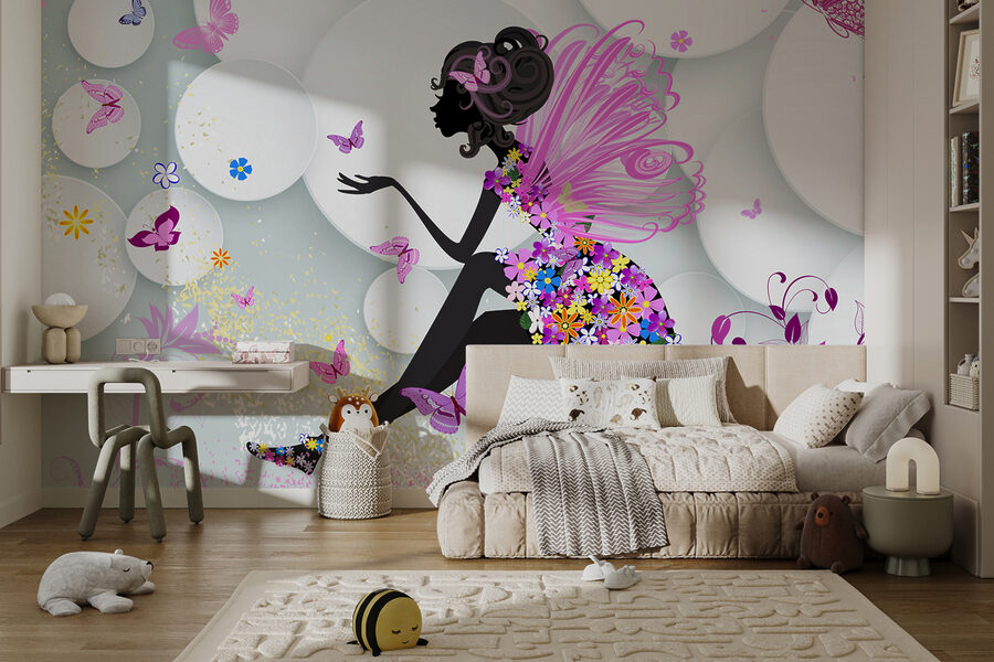 Woman in a dress with butterflies