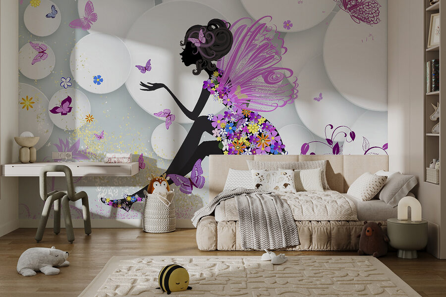 Woman in a dress with butterflies