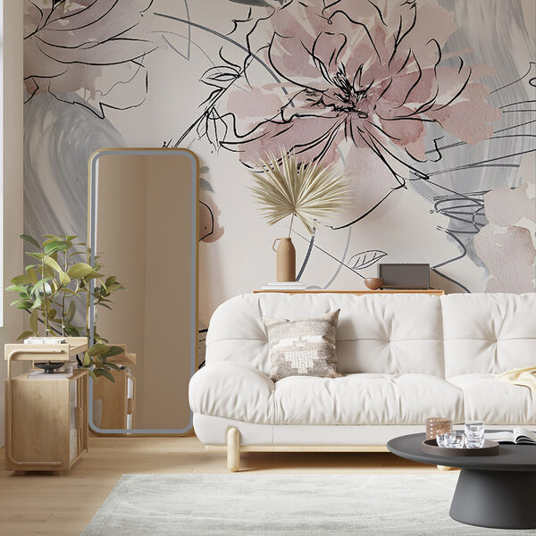 Floral pattern with black and white flowers Floral pattern with black and white flowers